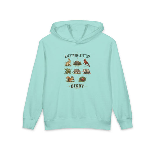 Backyard Critters Youth Hoodie in Chalky Mint