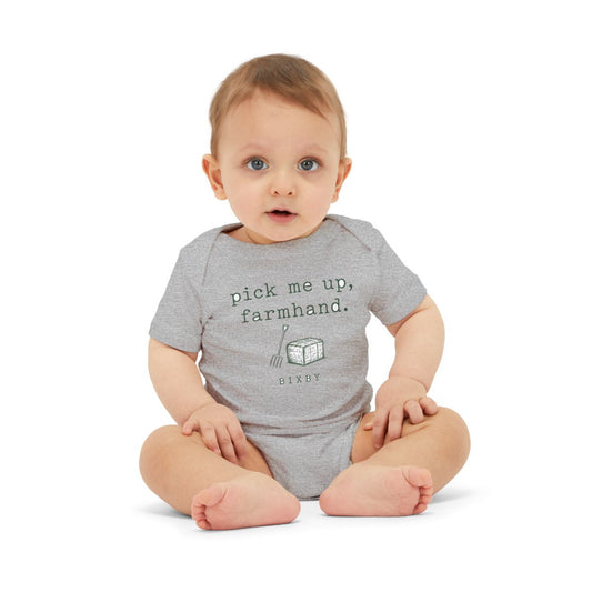 Pick Me Up, Farmhand Baby Bodysuit in Athletic Heather