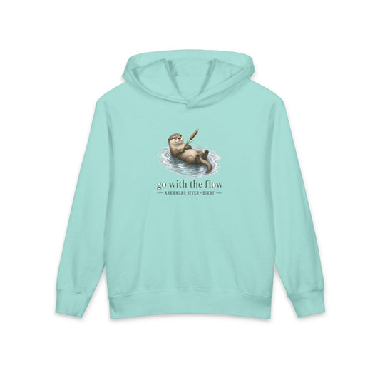 Go With the Flow Otter Youth Hoodie in Chalky Mint