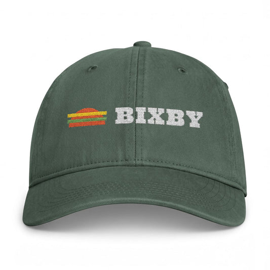 Bixby Retro Sunset Comfort Colors Washed Dad Cap in Moss
