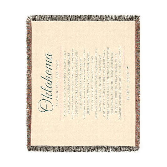 77 Counties Oklahoma Woven Throw Blanket in Artwork