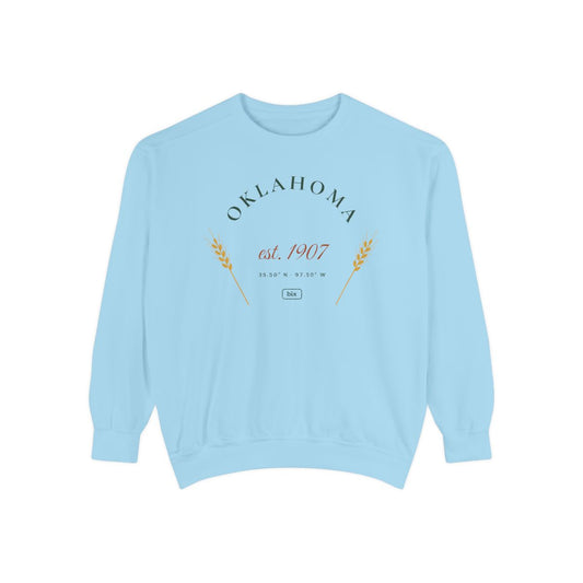 Oklahoma Est. 1907 Crewneck Sweatshirt | Comfort Colors in Chambray