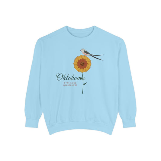 State Bird & Wildflower Oklahoma Crewneck Sweatshirt | Comfort Colors in Chambray
