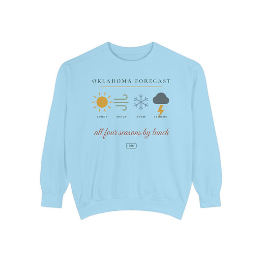 Oklahoma Forecast Crewneck Sweatshirt | Comfort Colors in Chambray