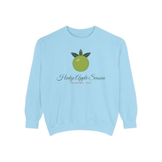 Hedge Apple Season Oklahoma Crewneck Sweatshirt | Comfort Colors in Chambray