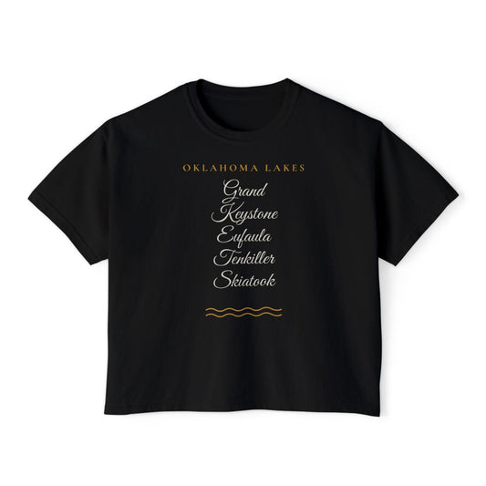 Oklahoma Lakes Boxy Comfort Colors Tee in Black