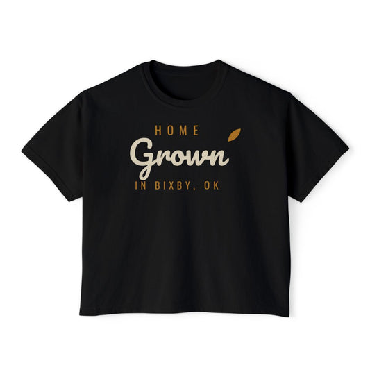 Home Grown in Bixby Boxy Comfort Colors Tee in Black