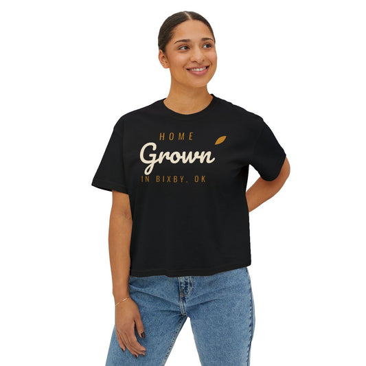 Home Grown in Bixby Boxy Comfort Colors Tee in Black