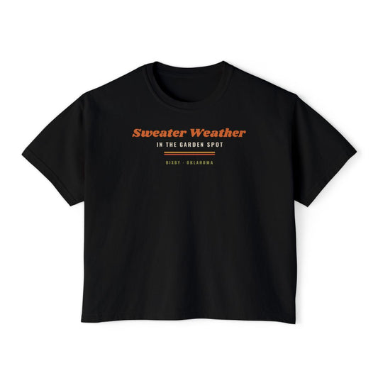 Sweater Weather in the Garden Spot Boxy Comfort Colors Tee in Black