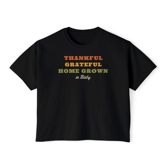 Thankful Grateful Home Grown Boxy Comfort Colors Tee in Black