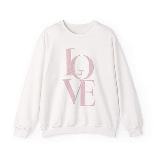 Pink Stacked LOVE Crewneck Sweatshirt | Minimal Valentine Typography