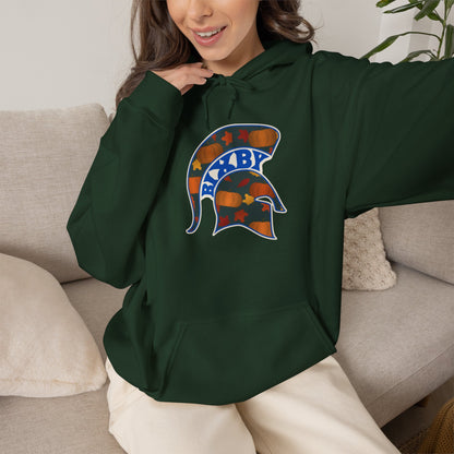 Bixby Spartans Pumpkin Patch Helmet Hoodie – Fall Game Day Hooded Sweatshirt