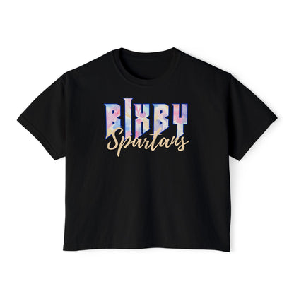 Bixby Spartans Comfort Colors Retro Floral Boxy Tee