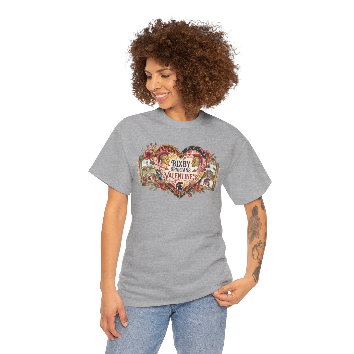 Bixby Spartans Valentine's Vintage Heart Gildan Tee