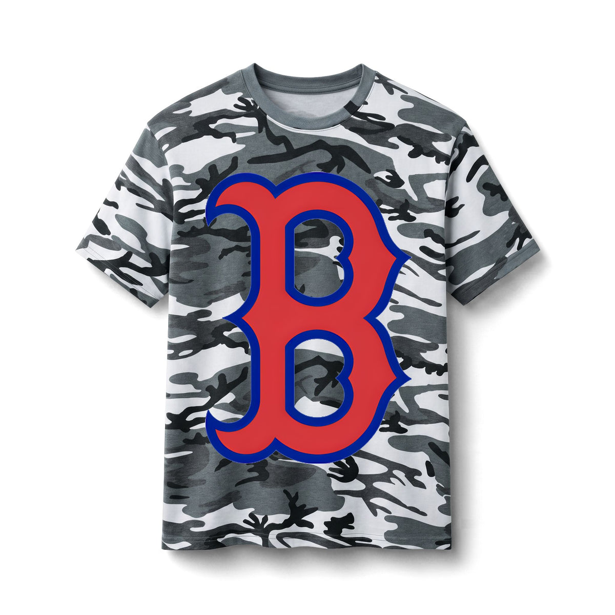 Bixby Spartans Camo Cotton With Bold Red 'B' Logo Tee