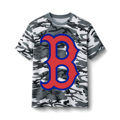 Bixby Spartans Camo Cotton With Bold Red 'B' Logo Tee