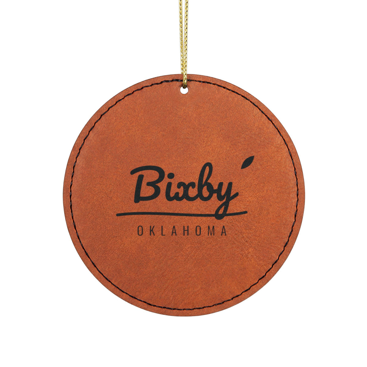 Bixby Garden Script Engraved Leatherette Ornament