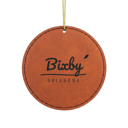 Bixby Garden Script Engraved Leatherette Ornament