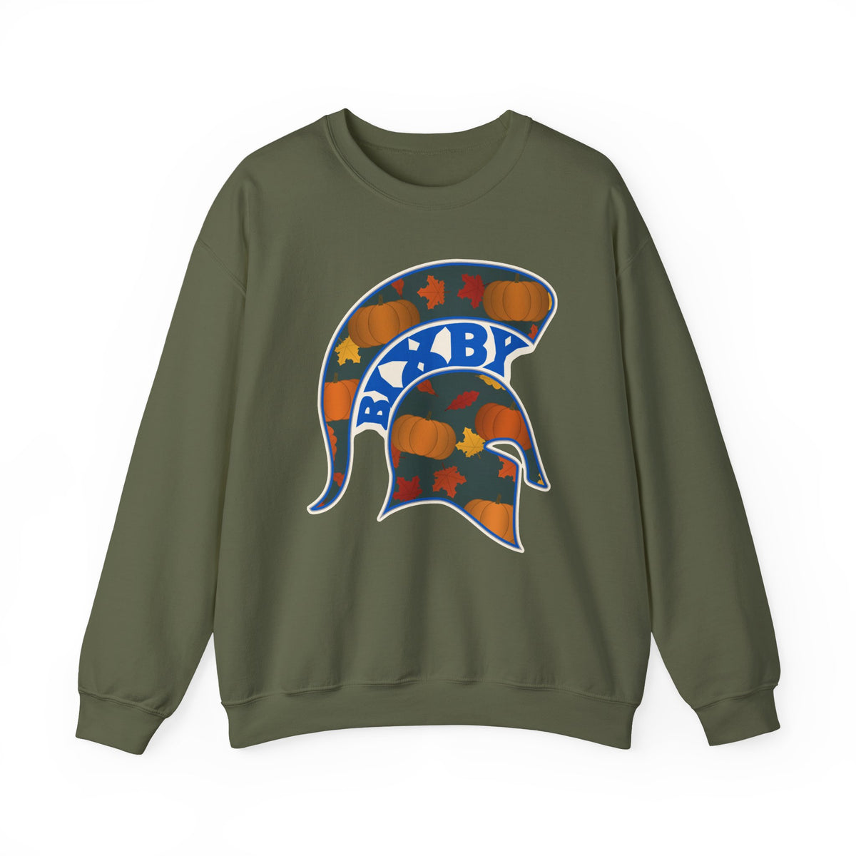 Bixby Spartans Pumpkin Patch Helmet Sweatshirt – Fall Game Day Crewneck