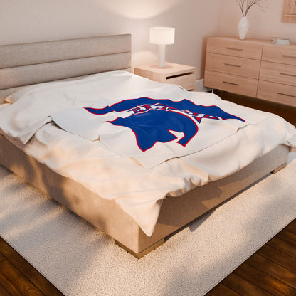 Spartan Blue Logo Velveteen Plush Blanket
