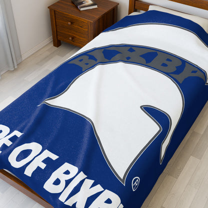 Spartan White Logo Velveteen Plush Blanket