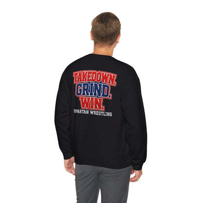 Takedown. Grind. Win Spartan Wresting Gildan Sweatshirt