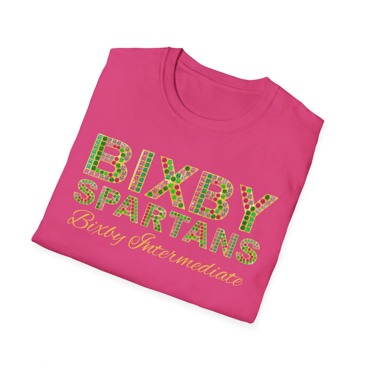 Personalized Bixby Spartans Bling Rhinestone School Spirit T-Shirt