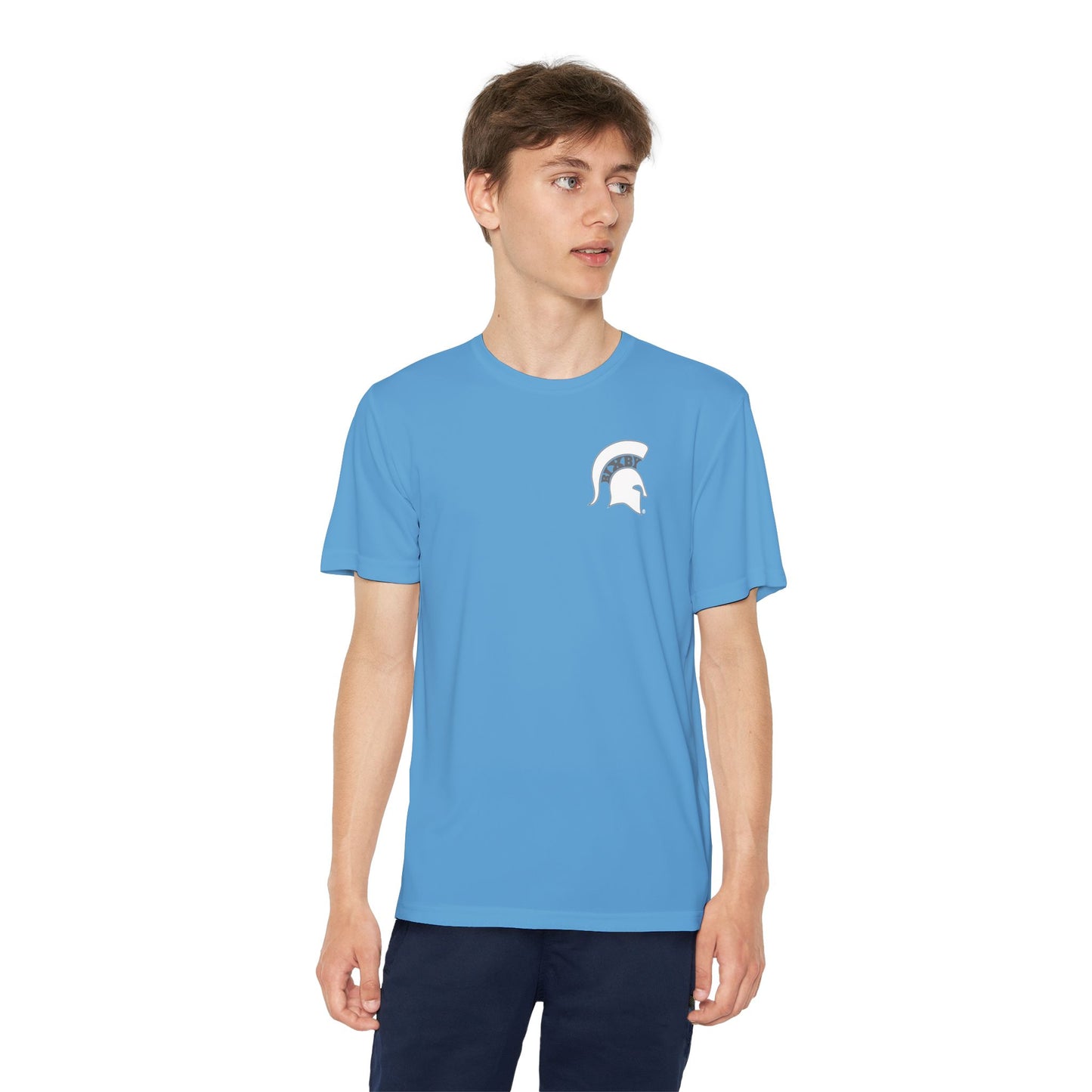 Spartan White Logo Youth Sport-Tek Tee