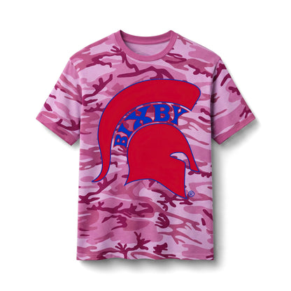 Bixby Spartans Camo Spartan Helmet - Red Bayby Logo Cotton Tee