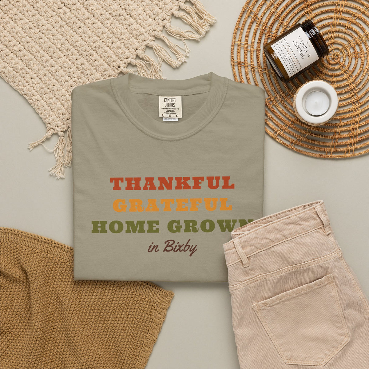 Thankful Grateful Home Grown Comfort Colors Tee