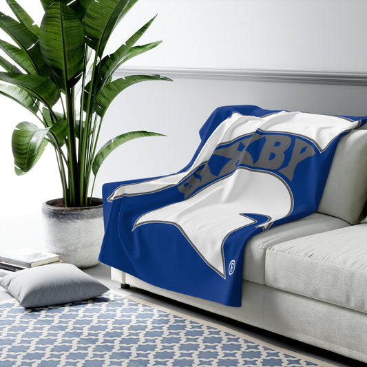 Spartan White Logo Comfy Sherpa Fleece Blanket