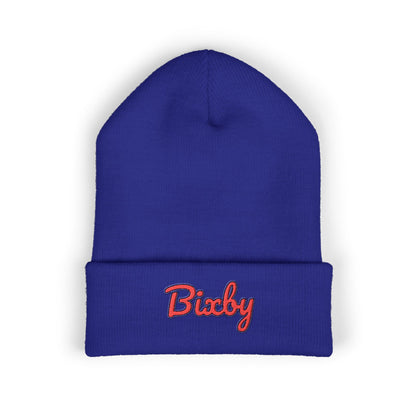 Bixby Spartans Embroidered Cuffed Beanie, Red Script Bixby