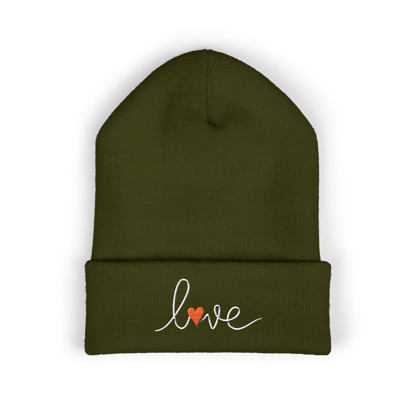 Love Embroidered Cuffed Beanie Cozy Casual Knit