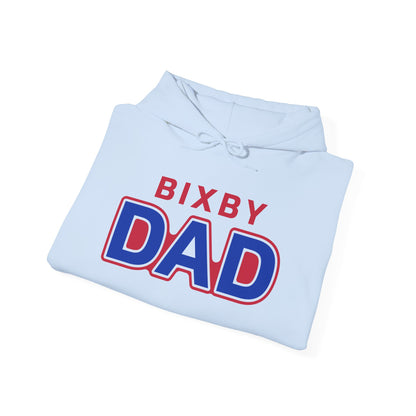 Bixby Dad Hoodie Large Print Retro Red & Blue Dad Pullover