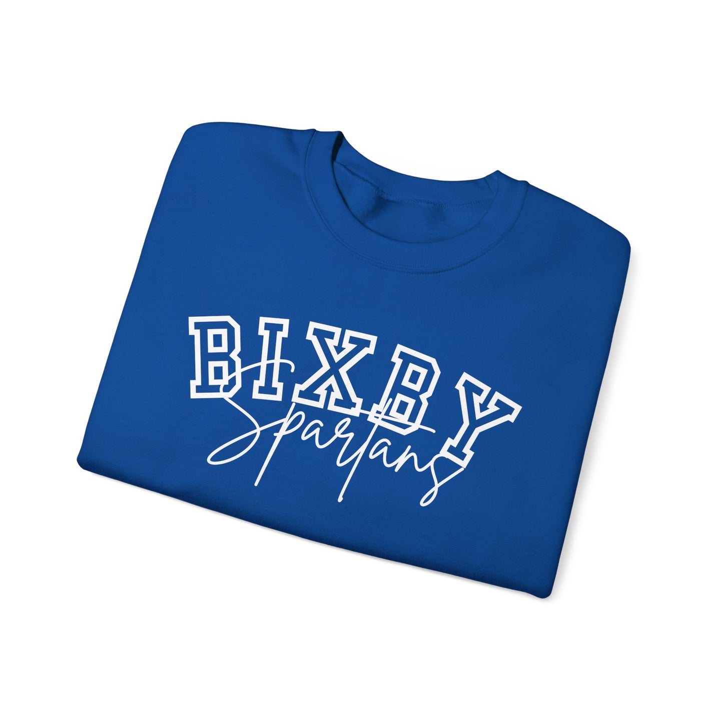 Bixby Spartans White Print Gildan Sweatshirt