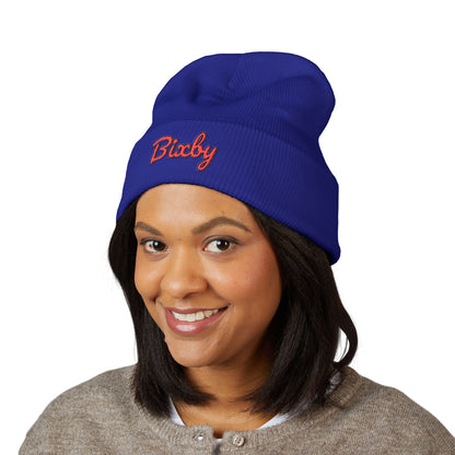 Bixby Spartans Embroidered Cuffed Beanie, Red Script Bixby