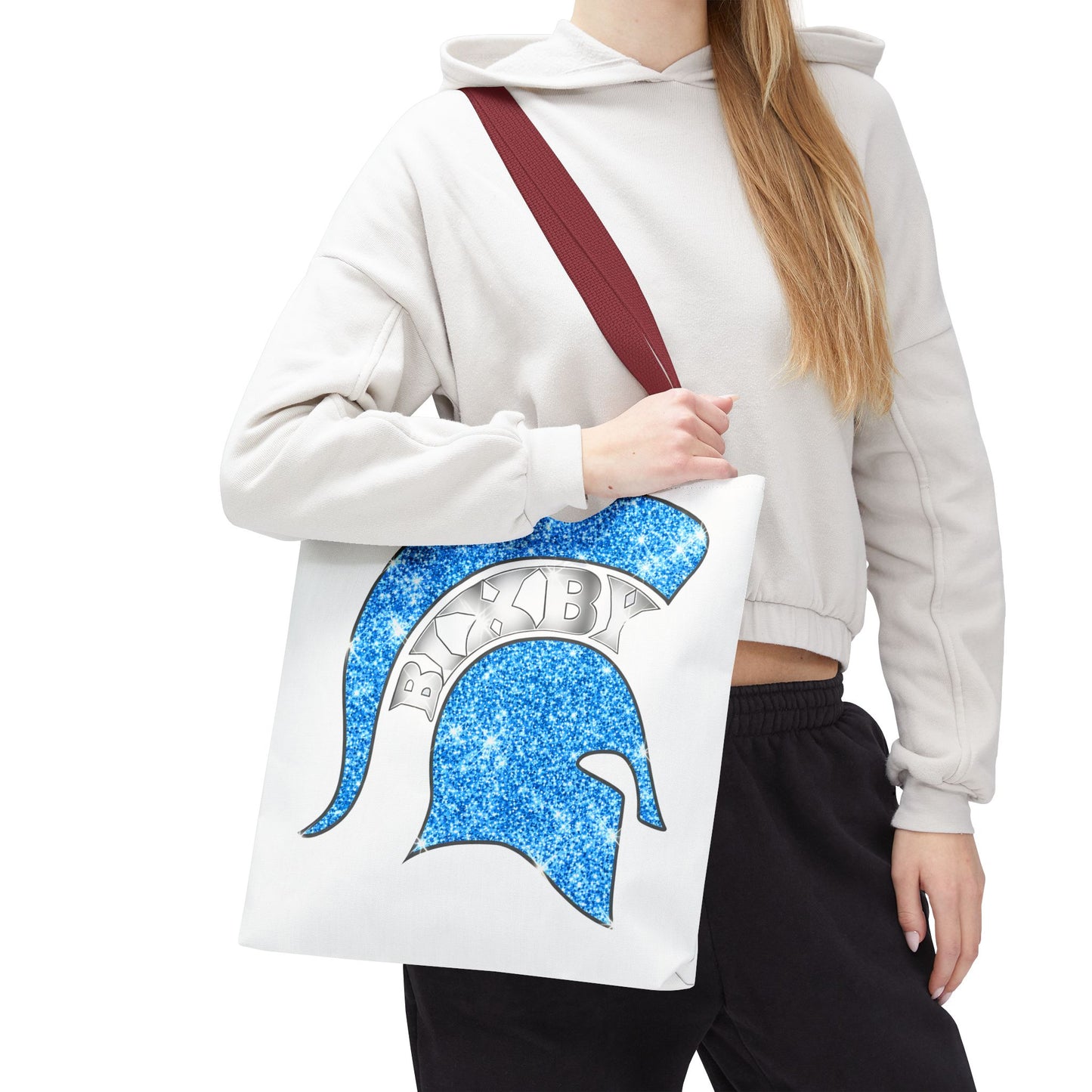 Bixby Spartans Blue Bling Polyester Tote Bag
