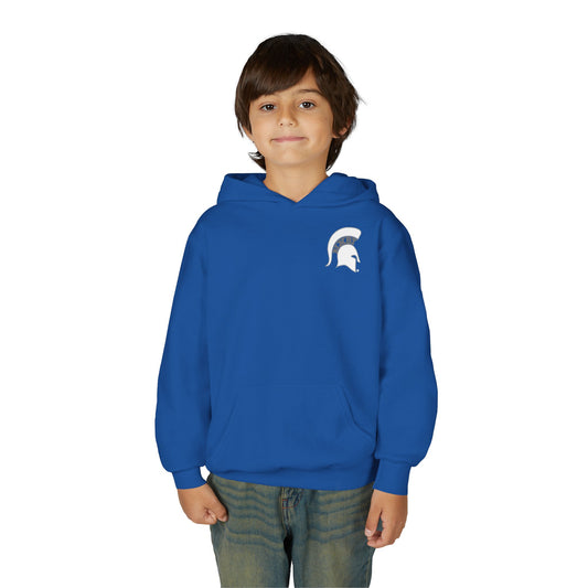 Spartan White Logo Youth Gildan Hoodie