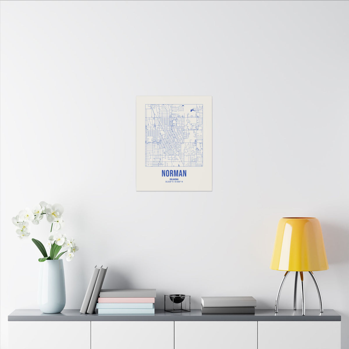 Norman Street Map Canvas, Royal Blue on Cream