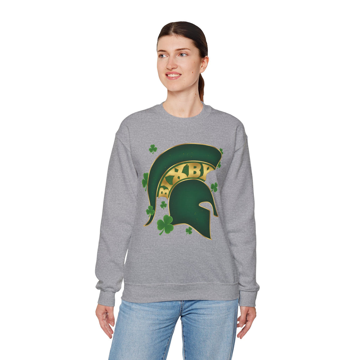St. Patty's Good Luck Spartan Helmet Adult Gildan Sweatshirt