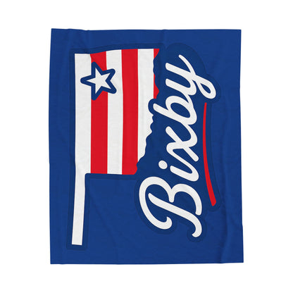 Bixby OK Red White & Blue Velveteen Plush Blanket