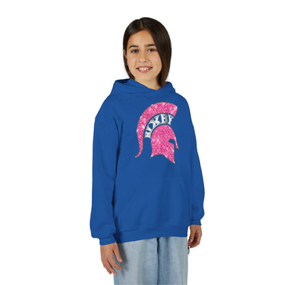 Bixby Spartan Pink Helmet Bling Youth Gildan Hoodie