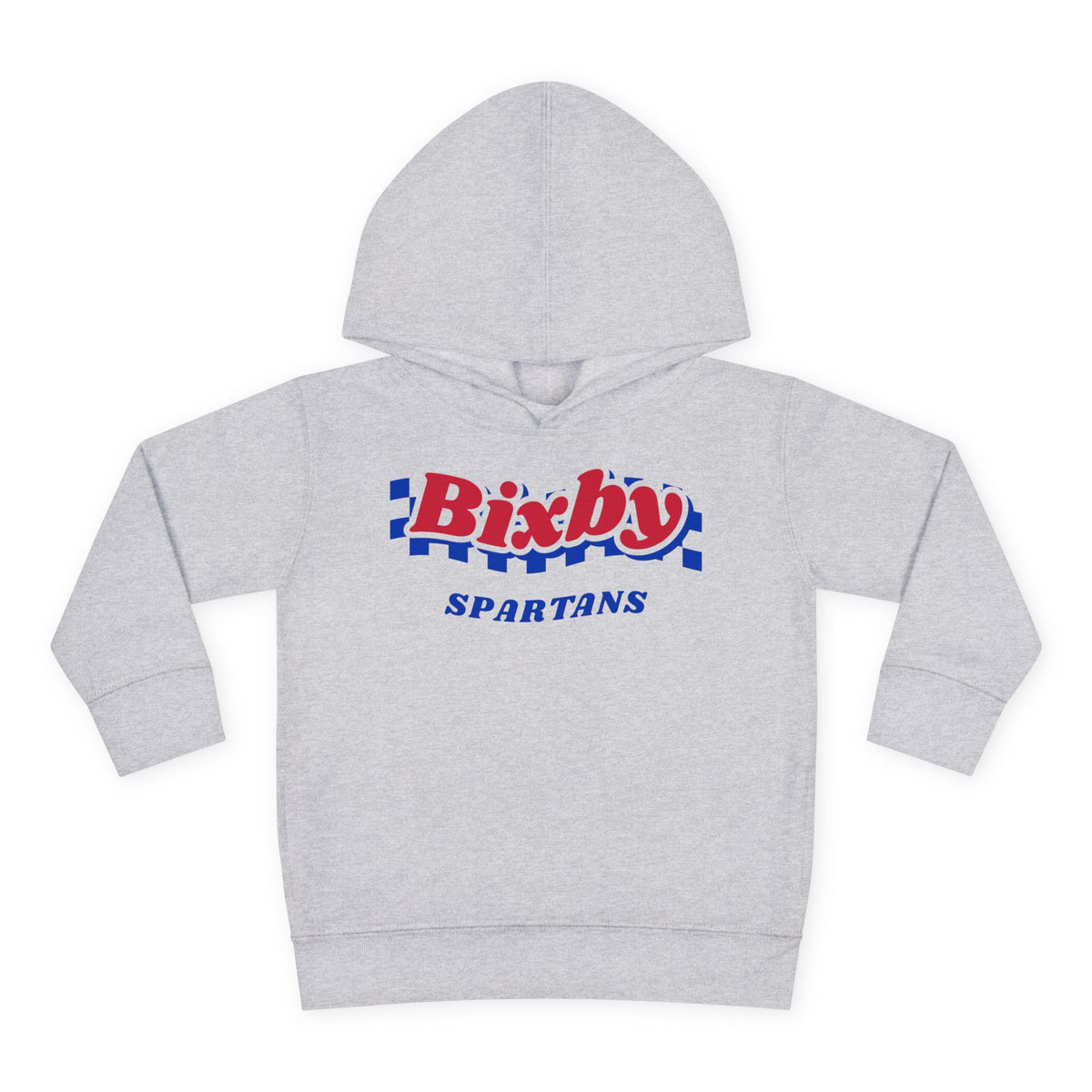 Bixby Spartans Retro Blue Checkered Script Toddler Hoodie – Little Spartan Vintage Hoodie