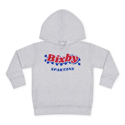 Bixby Spartans Retro Blue Checkered Script Toddler Hoodie – Little Spartan Vintage Hoodie