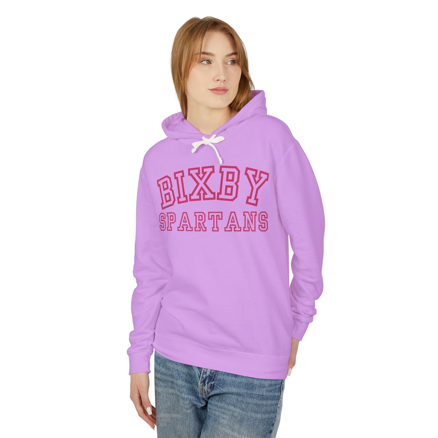 Bixby Spartans Pink Print Premium Comfort Colors Hoodie