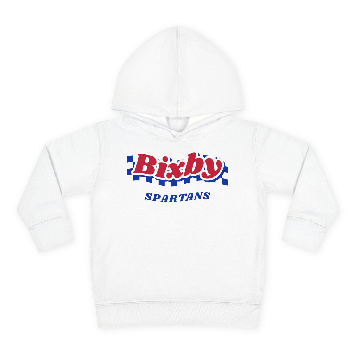 Bixby Spartans Retro Blue Checkered Script Toddler Hoodie – Little Spartan Vintage Hoodie