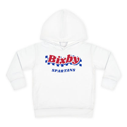 Bixby Spartans Retro Blue Checkered Script Toddler Hoodie – Little Spartan Vintage Hoodie