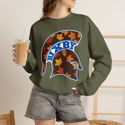 Bixby Spartans Fall Leaves Helmet Sweatshirt – Autumn Game Day Crewneck
