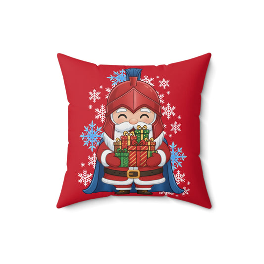 Spartan Santa Red Christmas Pillow