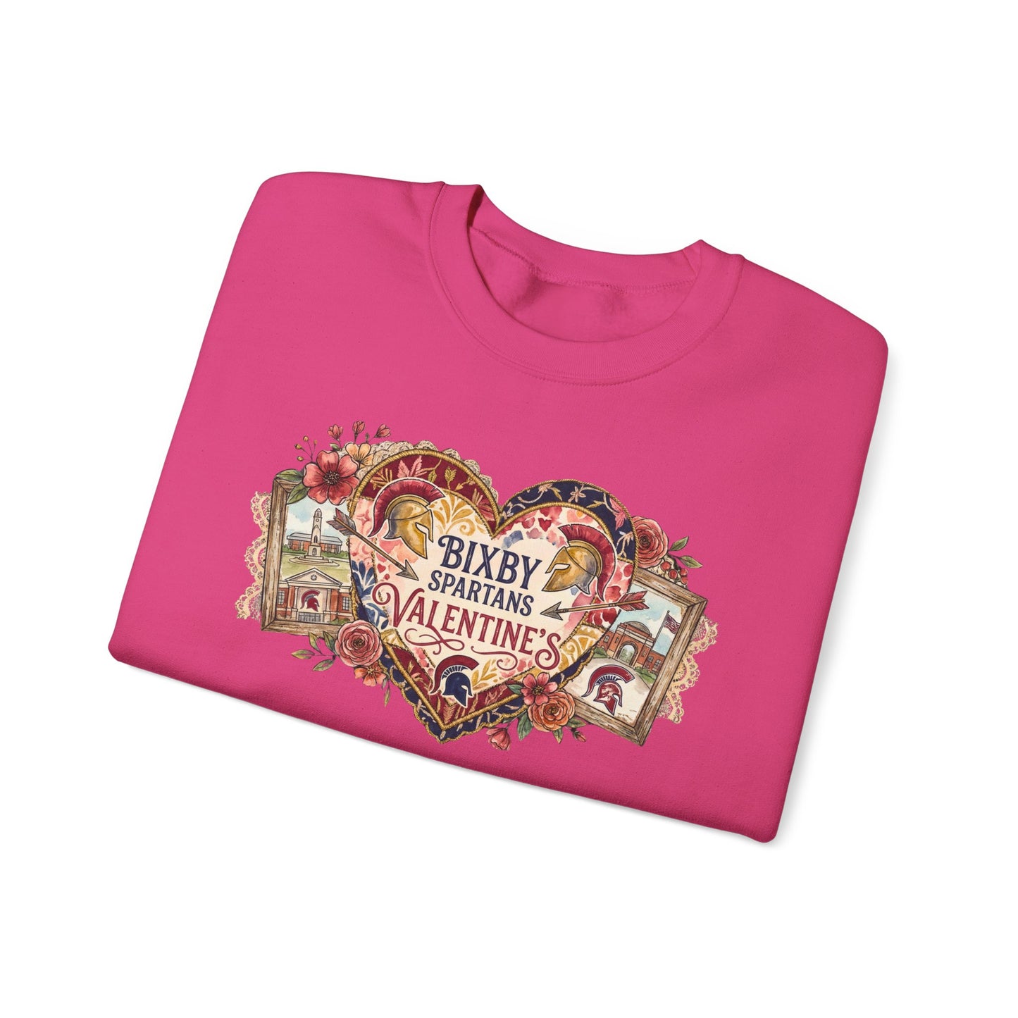 Bixby Spartan Valentine’s Heart Gildan Sweatshirt